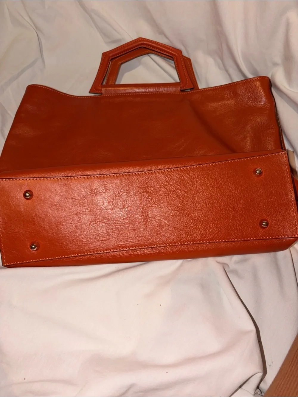 Anna Paola Rust Orange Italian Leather Tote